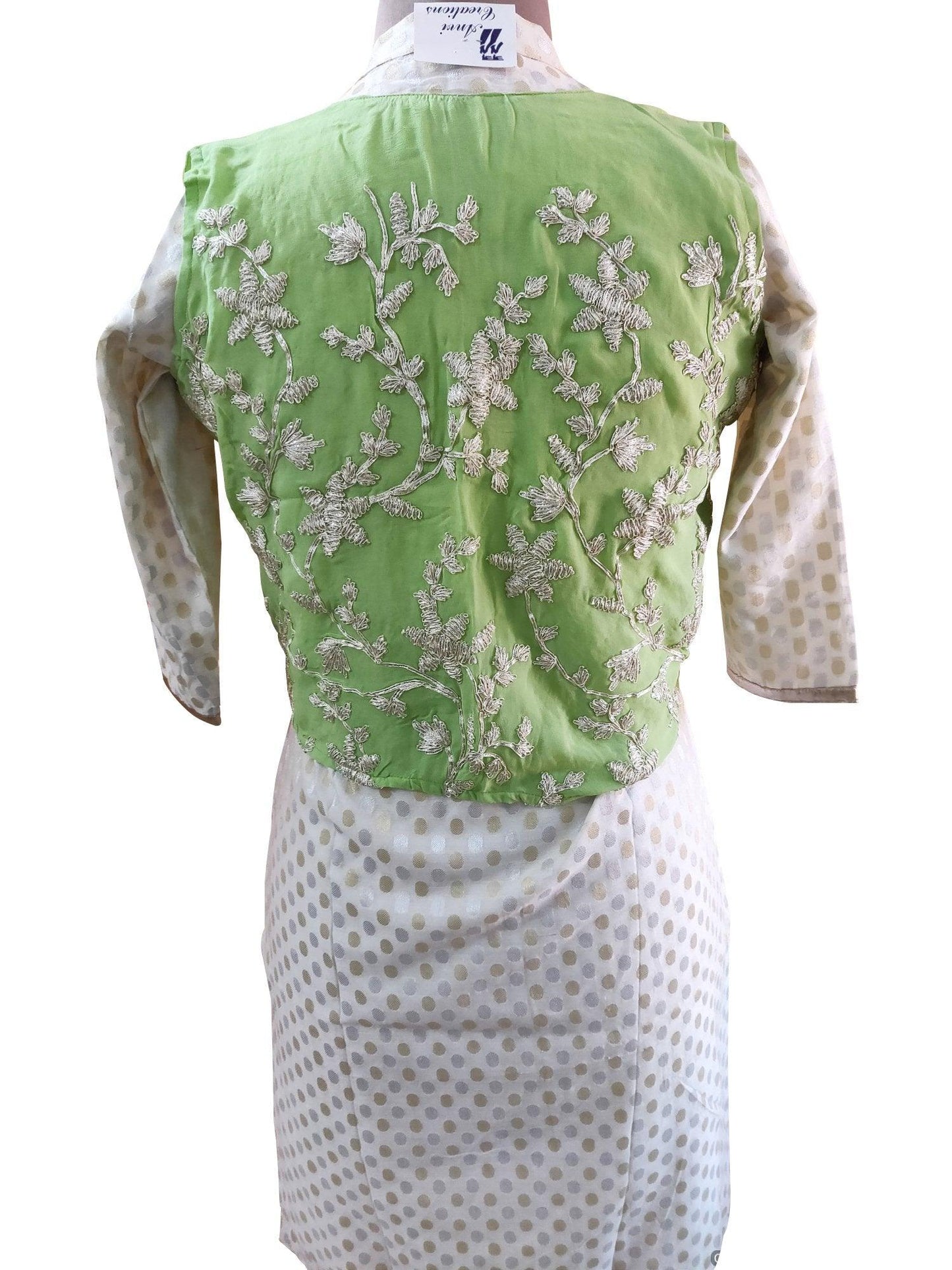 Light Green Gotta Embroidered Ethnic Jacket Shrug ACJ19-Anvi Creations-Jacket,Koti