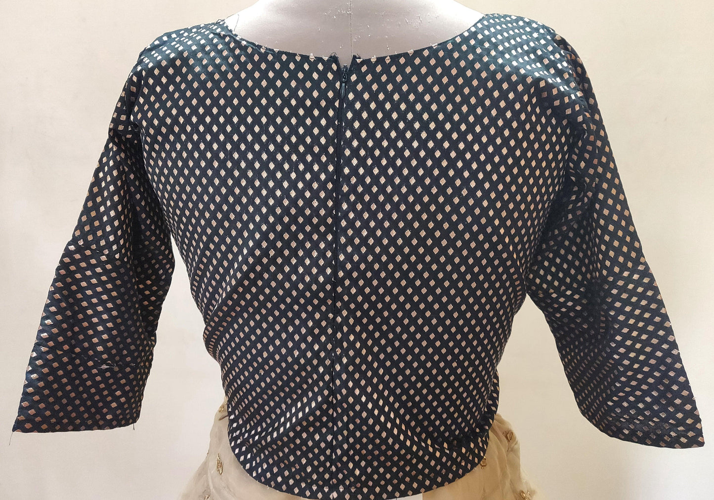 Designer Black Silk Zari Woven Ready to Wear Blouse Crop Top ACP08-Ethnic's By Anvi Creations-Blouse,Readymade Blouse