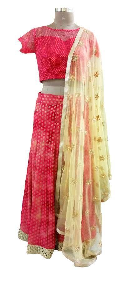 Pure Khaddi Georgette Lehenga Choli with Net Silk Blouse and Embroidered Dupatta ALC08-Anvi Creations-Party Wear Lehenga Choli