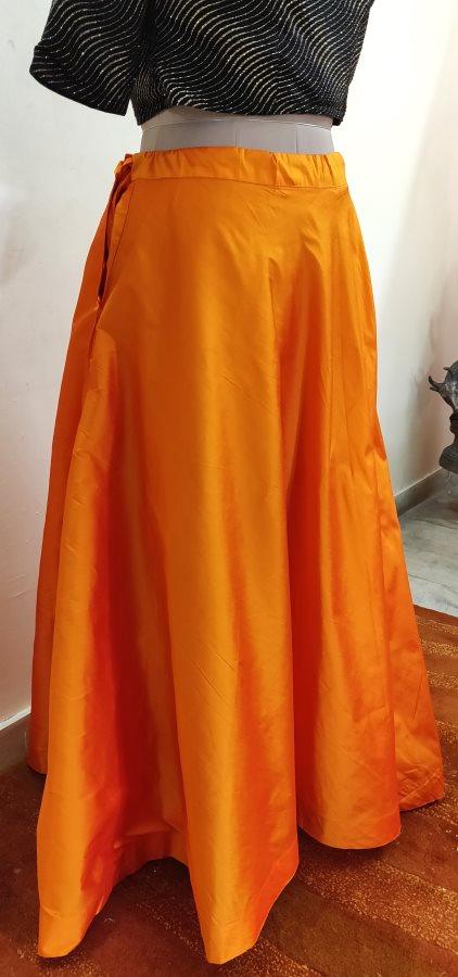 Orange Dupion Silk Ready To Wear Lehenga Skirt Only ALC19 - Ethnic's By Anvi Creations
