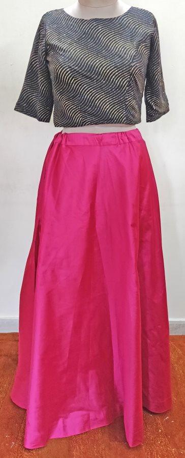 Magenta Pink Dupion Silk Ready To Wear Lehenga Skirt Only ALC20 - Ethnic's By Anvi Creations