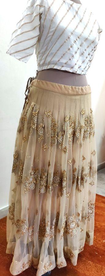 Designer Heavy Embroidered Beige Ready To Wear Lehenga Skirt Only ALC25 - Ethnic's By Anvi Creations