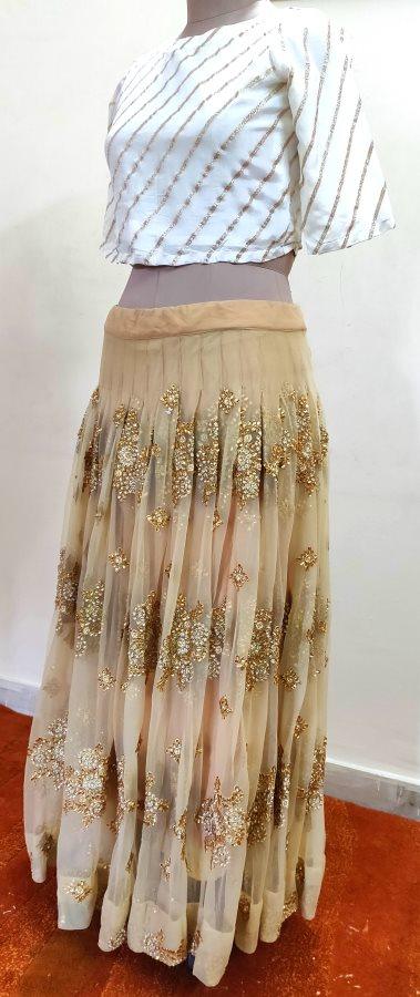 Designer Heavy Embroidered Beige Ready To Wear Lehenga Skirt Only ALC25 - Ethnic's By Anvi Creations