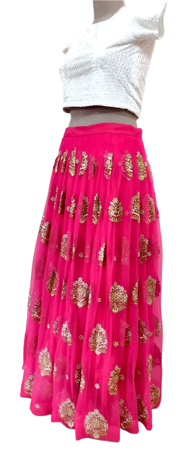 Designer Heavy Embroidered Deep Pink Ready To Wear Lehenga Skirt Only ALC26 - Ethnic's By Anvi Creations