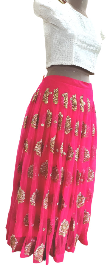Designer Heavy Embroidered Deep Pink Ready To Wear Lehenga Skirt Only ALC26 - Ethnic's By Anvi Creations