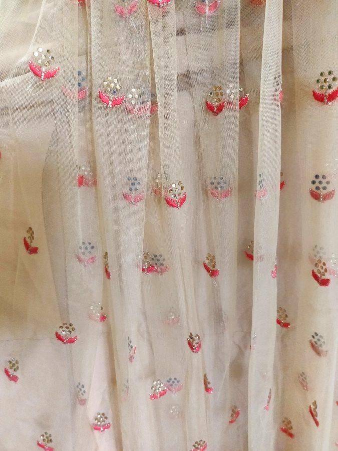 Designer Semi Stitched Beige Light Embroidered Lehenga Skirt Only ALC32 - Ethnic's By Anvi Creations