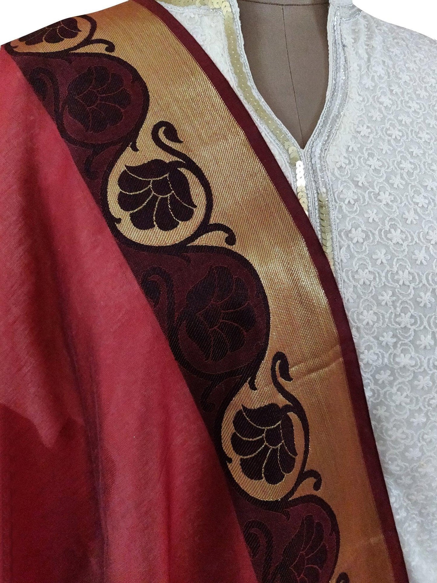 Banarasi Cotton Silk Dupatta-Anvi Creations-