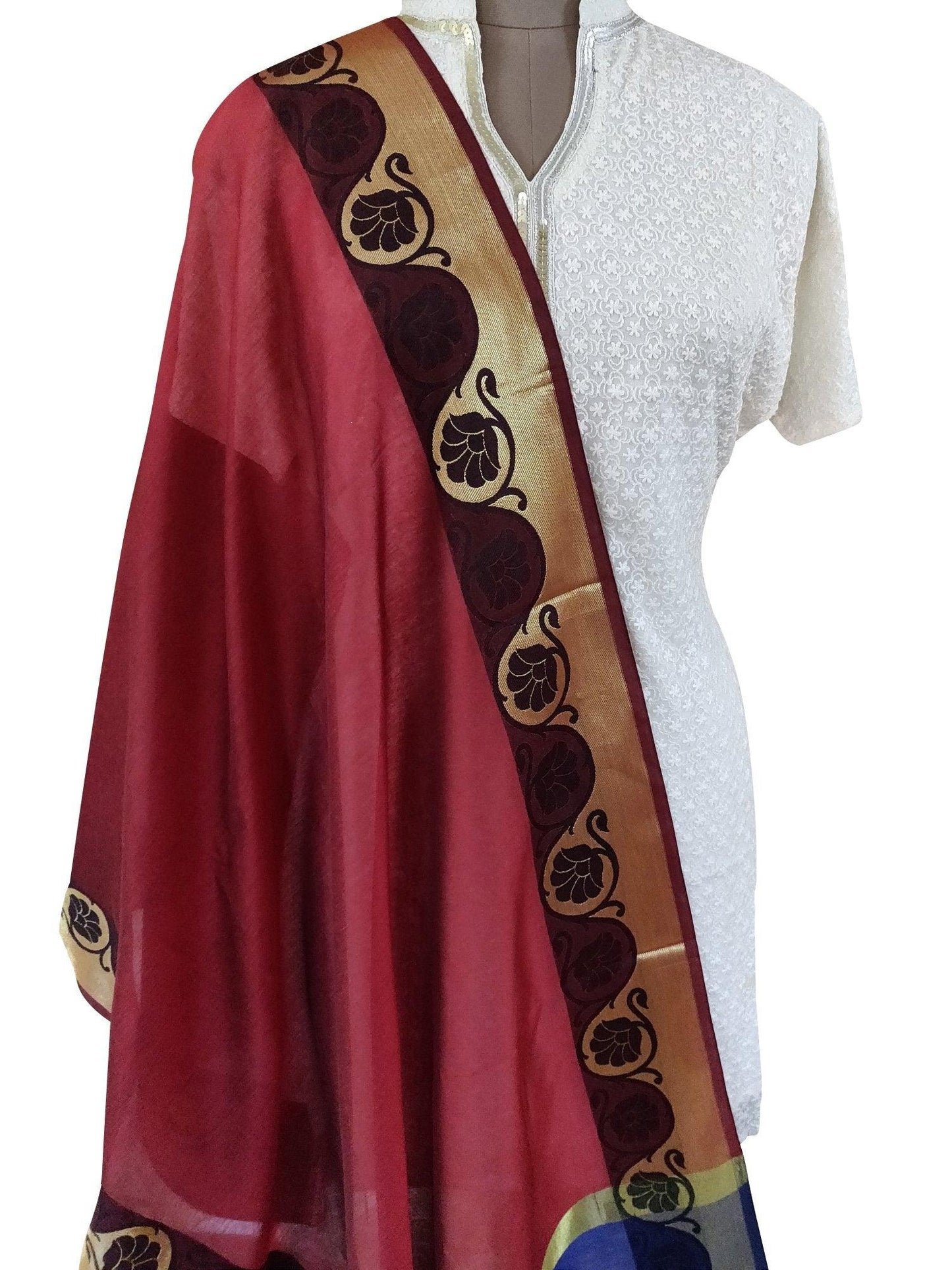 Banarasi Cotton Silk Dupatta-Anvi Creations-