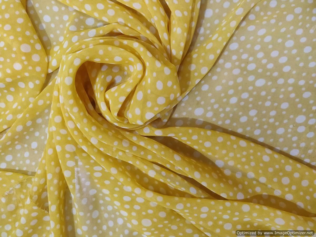 Yellow Butterfly Printed Georgette Saree with Blouse BF03 - Ethnic's By Anvi Creations