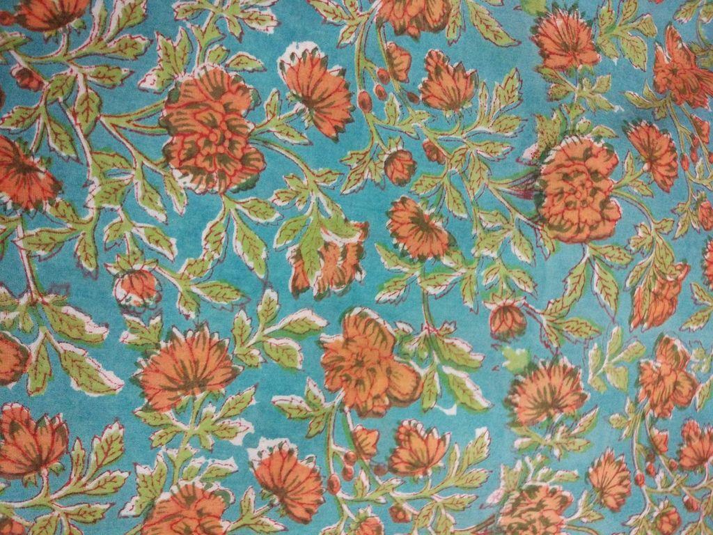 Exclusive Light Turquoise Block Printed Fabric Precut 2.5 meter Material Only BP44S-Anvi Creations-Block Printed Pre Cut Fabric
