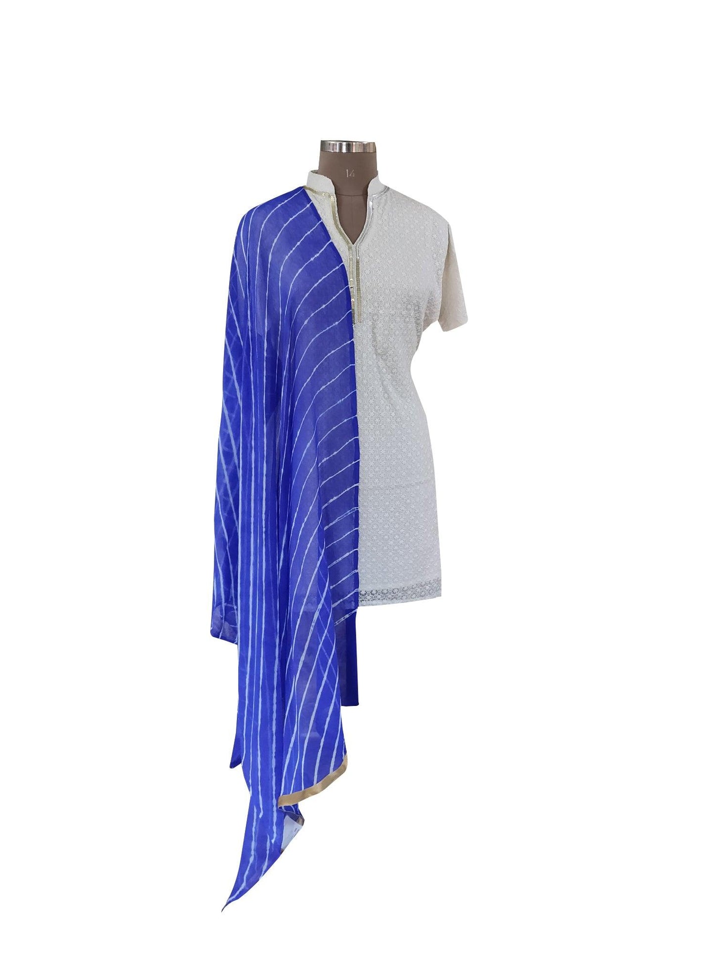 Jaipuri Lehariya Chiffon Blue Dupatta DP03-Anvi Creations-