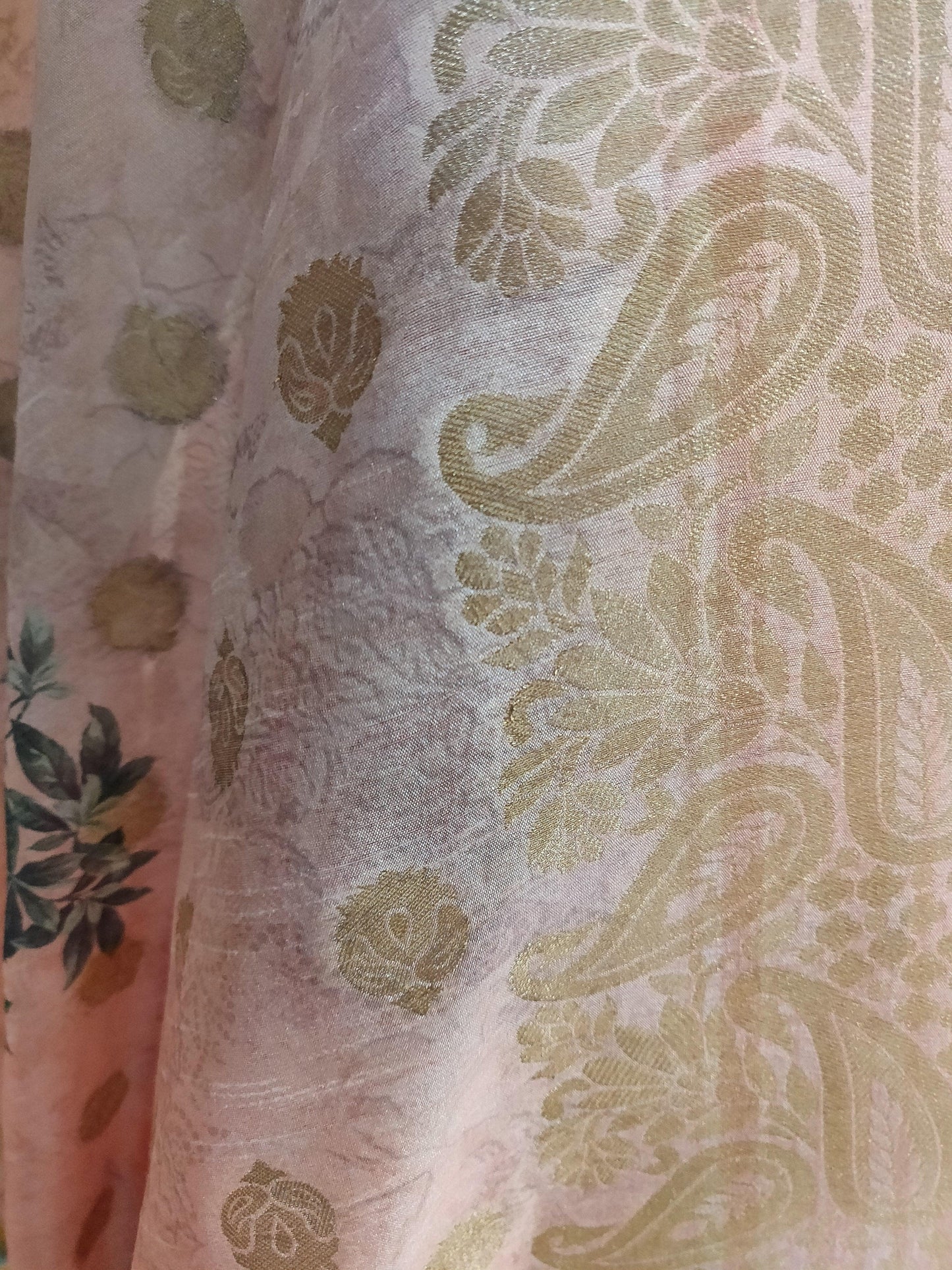 Designer Digital Printed Gold Border Peachish Pink Art Silk Dupatta DP16-Anvi Creations-