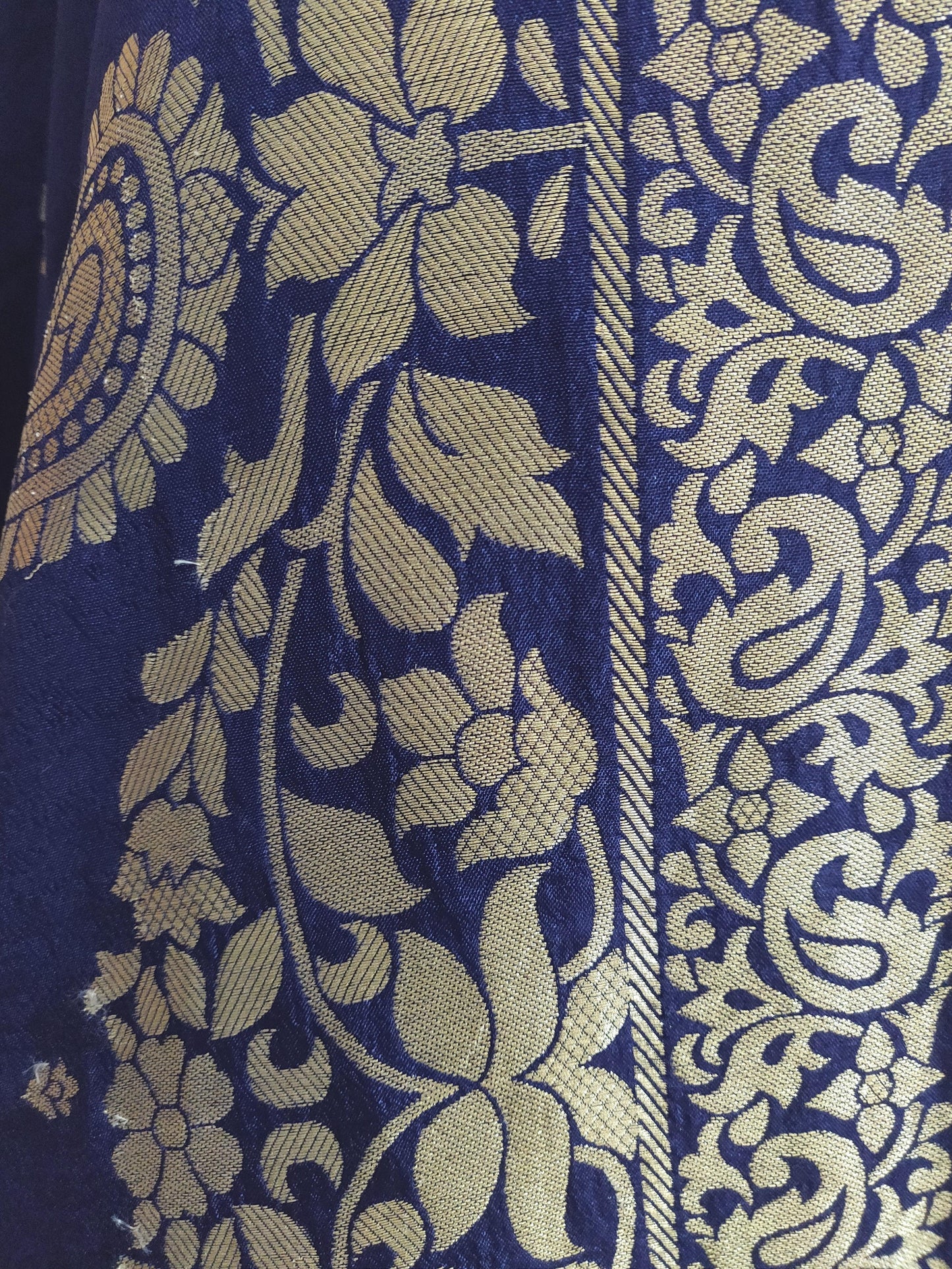 Designer Navy Blue Dupion Silk Zari Weaven Banarasi Dupatta DP17-Anvi Creations-