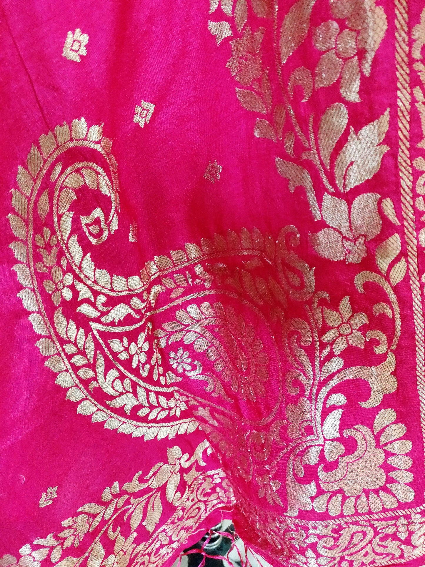 Designer Pink Dupion Silk Zari Weaven Banarasi Dupatta DP21-Anvi Creations-