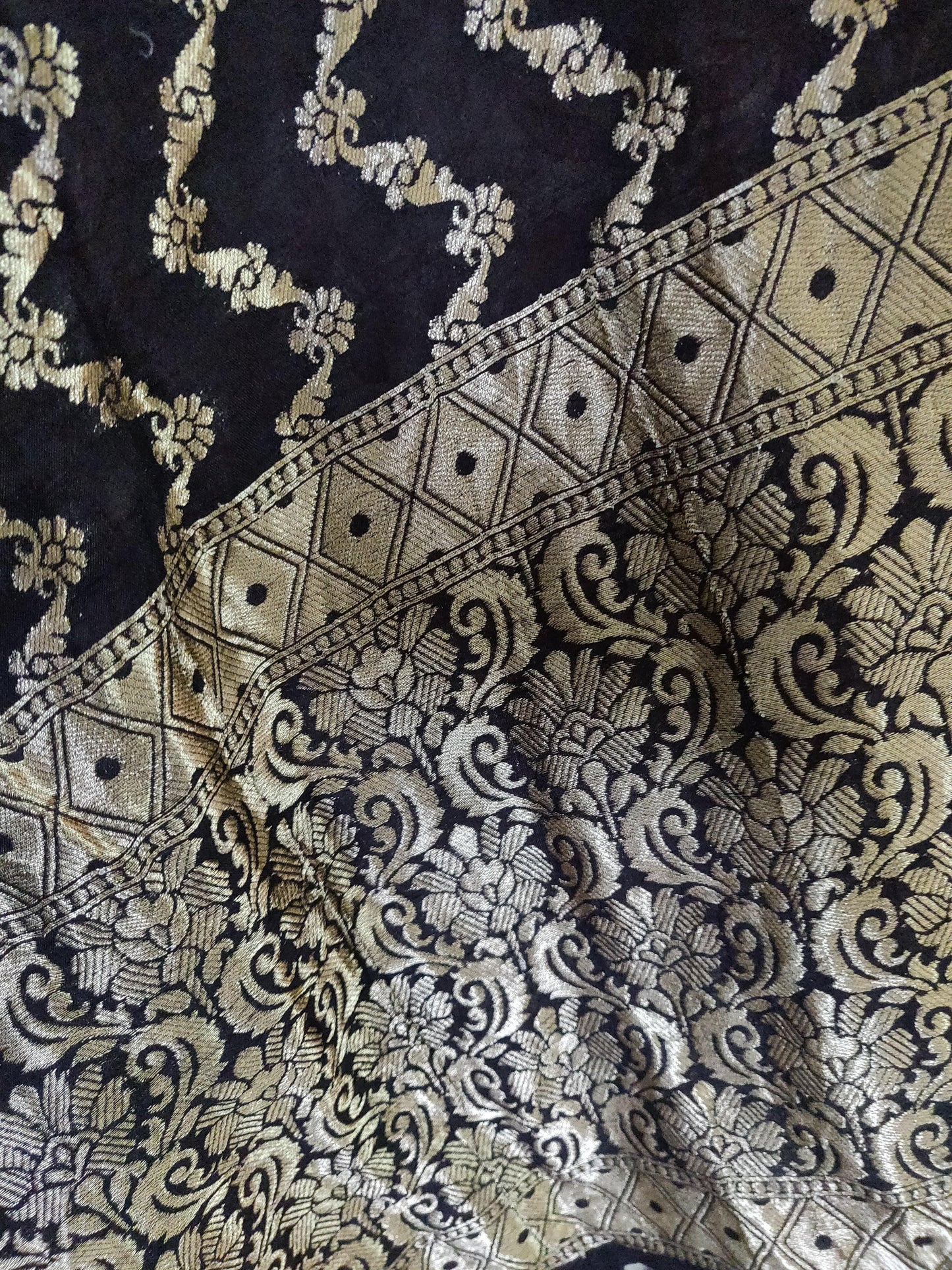 Designer Black Dupion Silk Zari Weaven Banarasi Dupatta DP23-Anvi Creations-