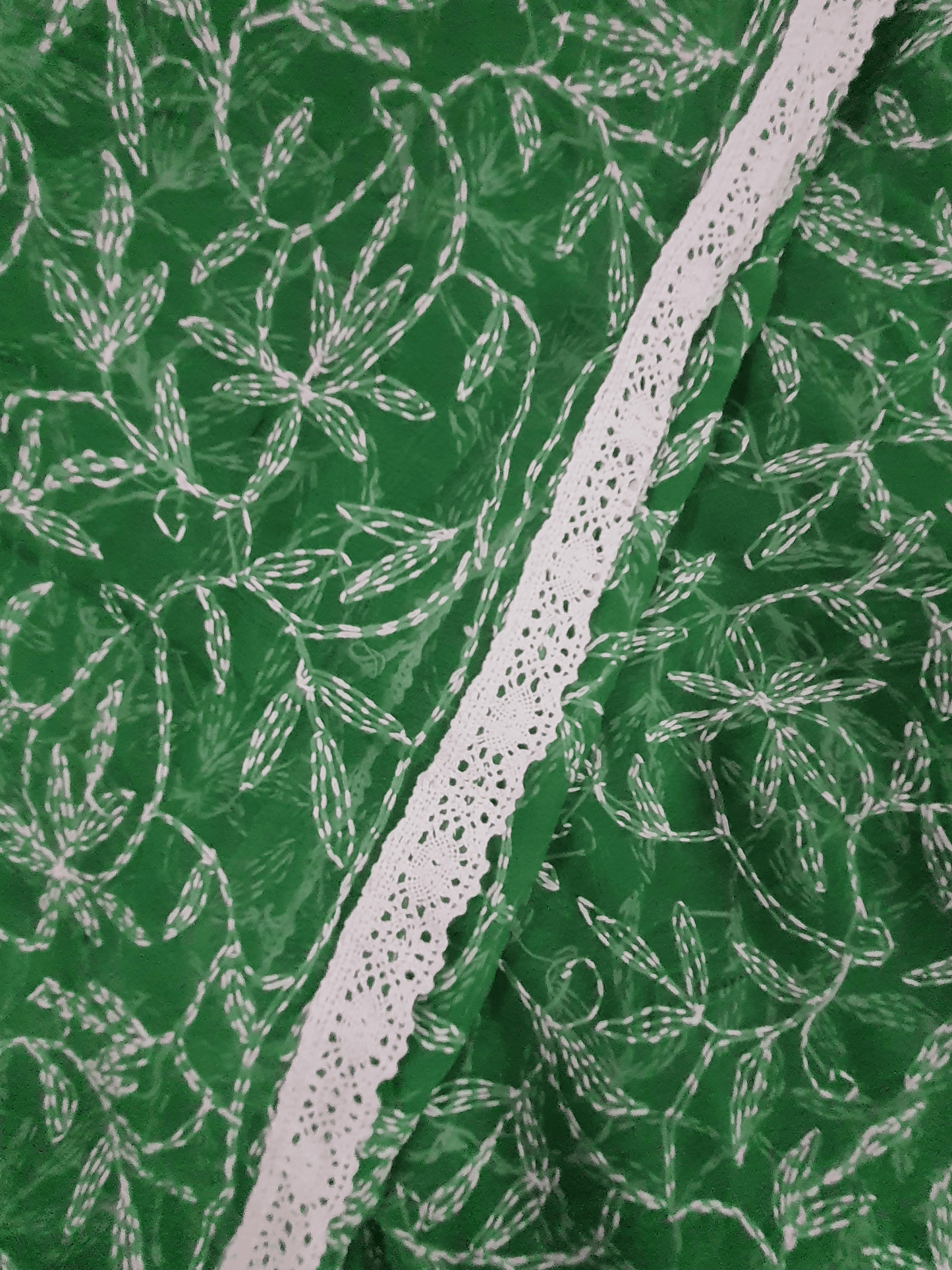 Designer Green Chikankari Tepchi Work Chiffon Dupatta DP56 - Ethnic's By Anvi Creations