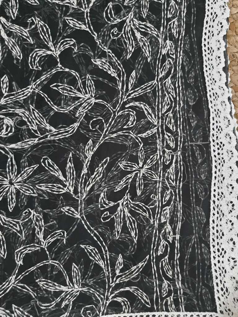 Designer Black Chikankari Tepchi Work Chiffon Dupatta DP58 - Ethnic's By Anvi Creations
