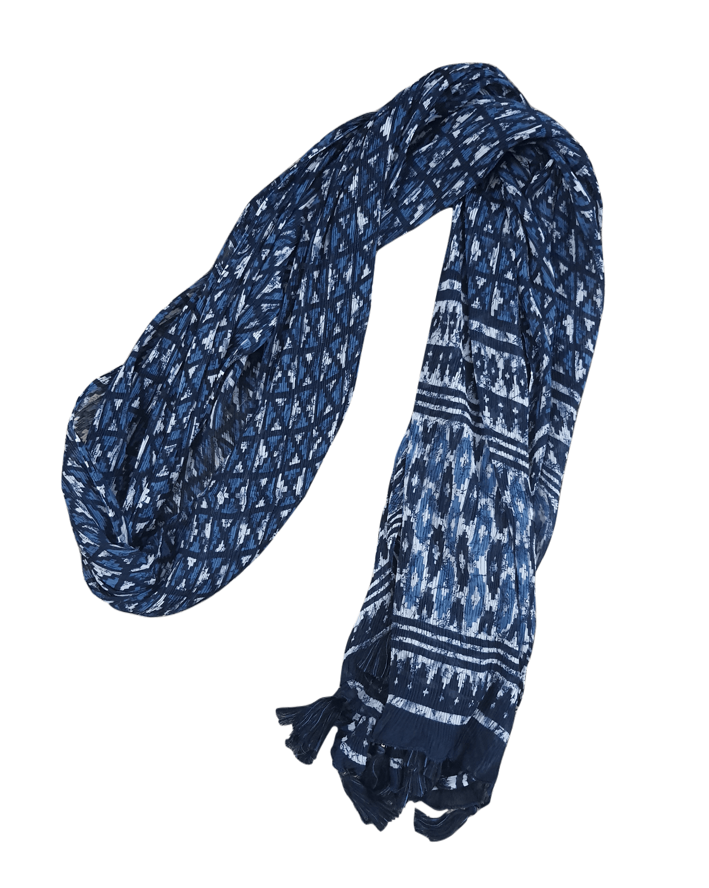 Navy Blue Screen Printed Crinkle Chiffon Dupatta DP61 - Ethnic's By Anvi Creations