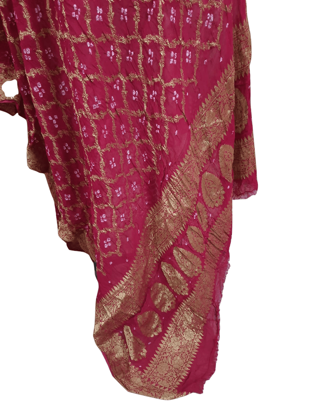 Magenta Pink Banarasi Weaven Georgette Gharchola Bandhani Dupatta DP72 - Ethnic's By Anvi Creations