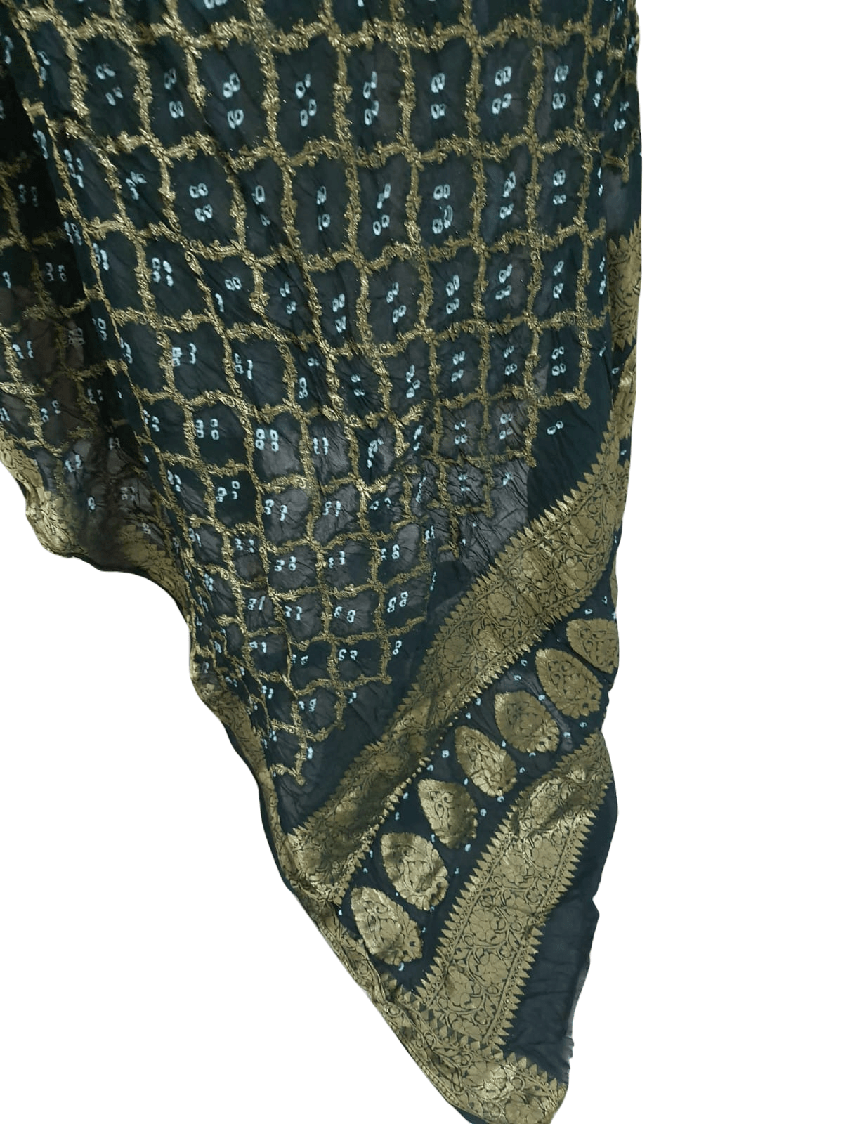 Green Banarasi Weaven Georgette Gharchola Bandhani Dupatta DP74 - Ethnic's By Anvi Creations