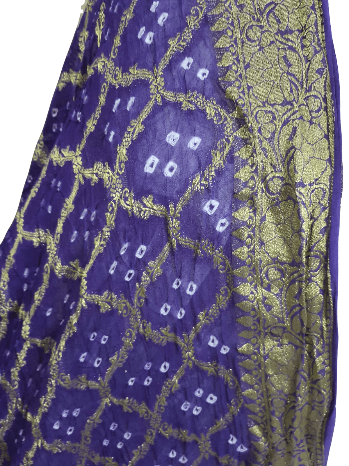 Purple Banarasi Weaven Georgette Gharchola Bandhani Dupatta DP75 - Ethnic's By Anvi Creations