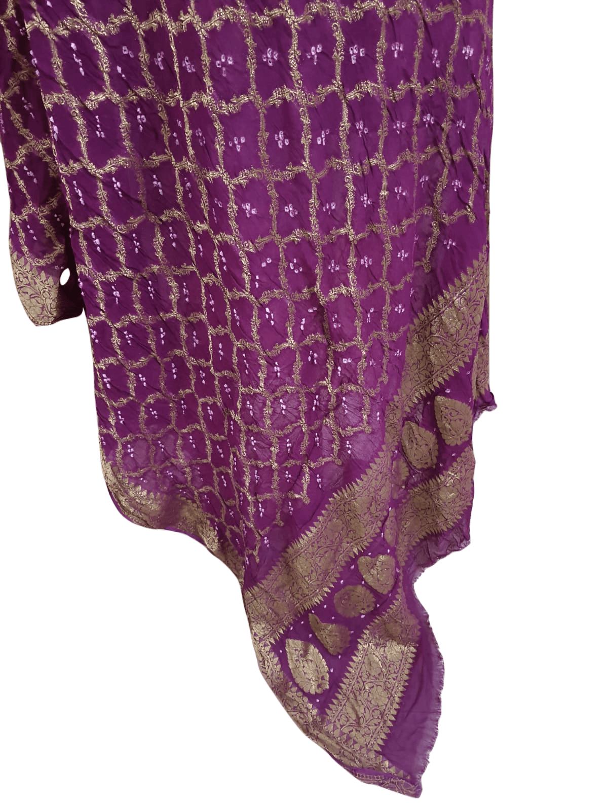 Pinkish Purple Banarasi Weaven Georgette Gharchola Bandhani Dupatta DP76 - Ethnic's By Anvi Creations