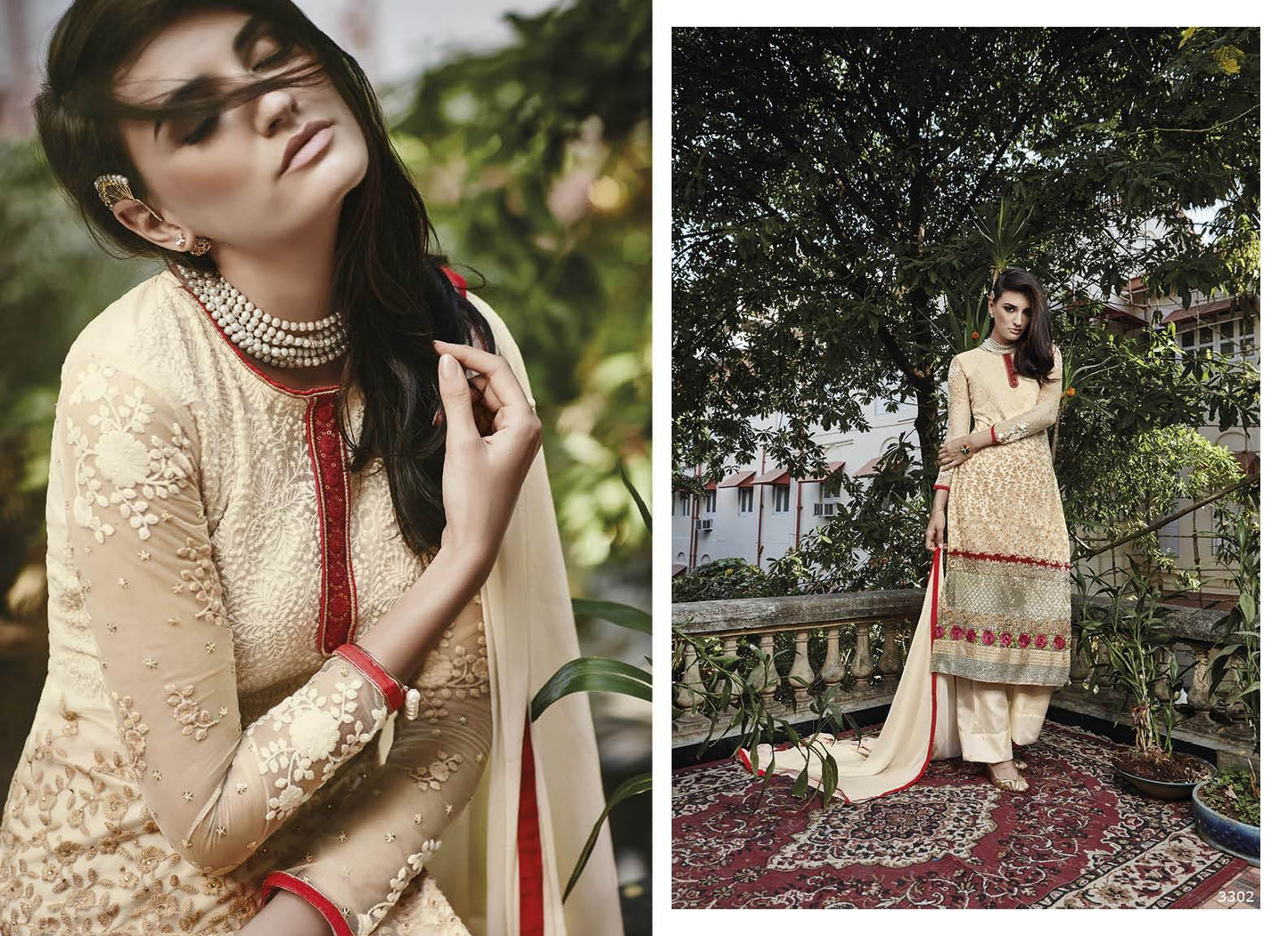 Elan Pakistani Replica Beige Georgette Embroidered Dress Material SC3302-Anvi Creations-Salwar Kameez