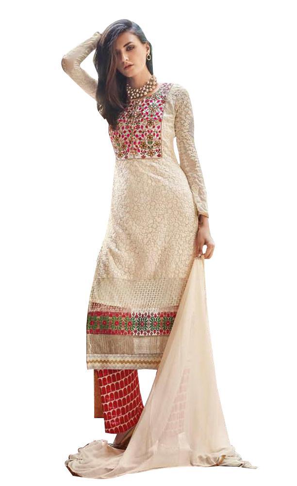 Elan Pakistani Replica Beige Georgette Embroidered Dress Material SC3304-Anvi Creations-Salwar Kameez