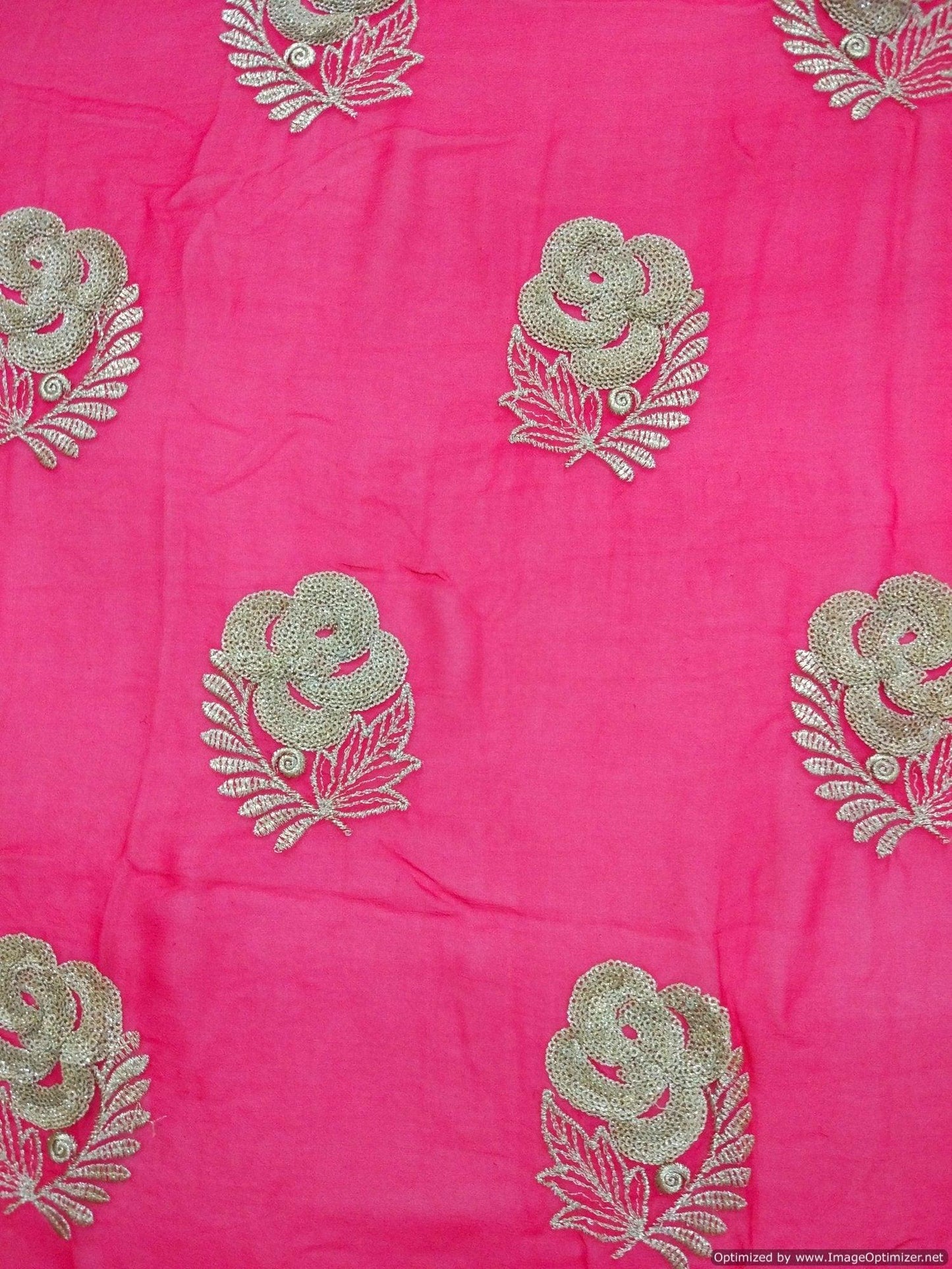 Designer Georgette Magenta Heavy sequin Resham Work Embroidered Fabric Cut 2.5 Meter ( 259 cms )FAB043-Anvi Creations-Fabric