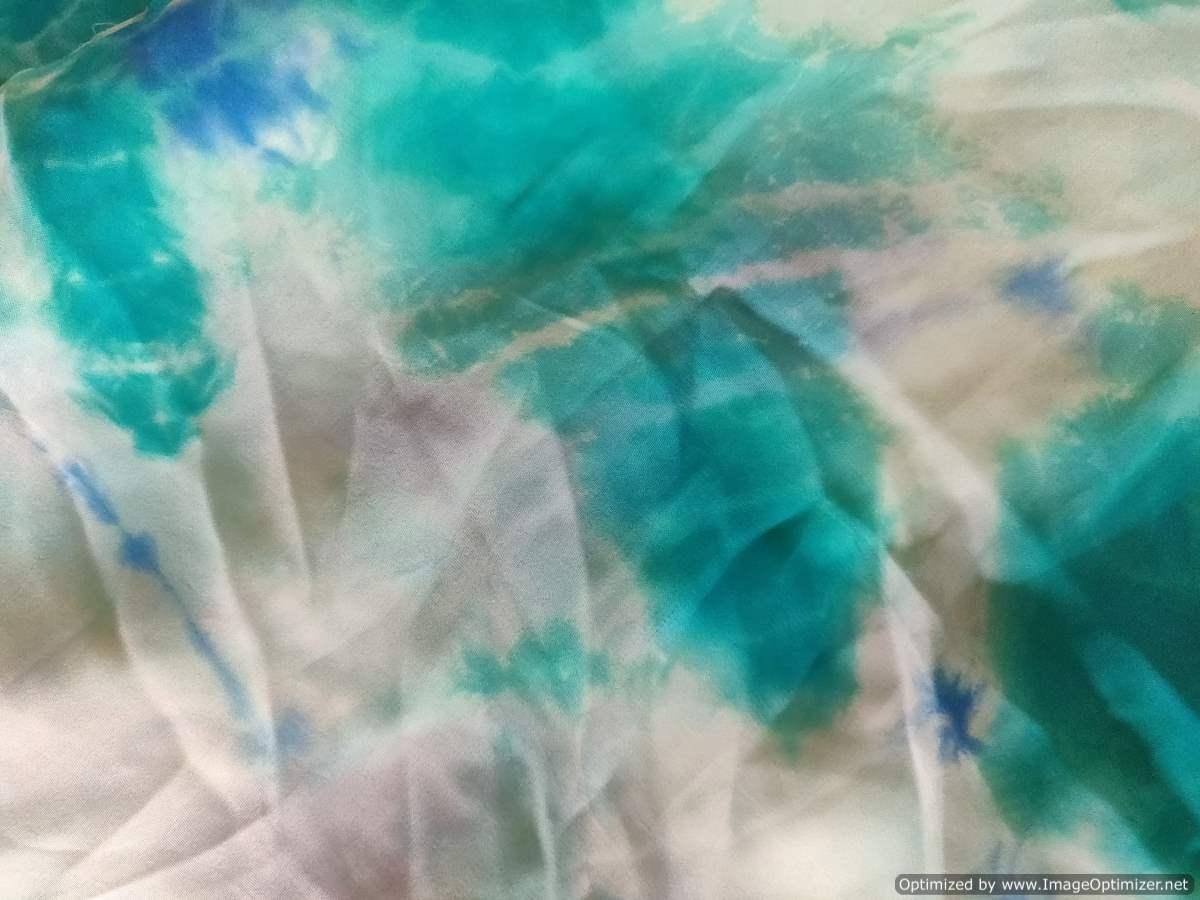 Designer Off White Satin Shibori Georgette Fabric Precut 5.5 Meter FAB112 - Ethnic's By Anvi Creations