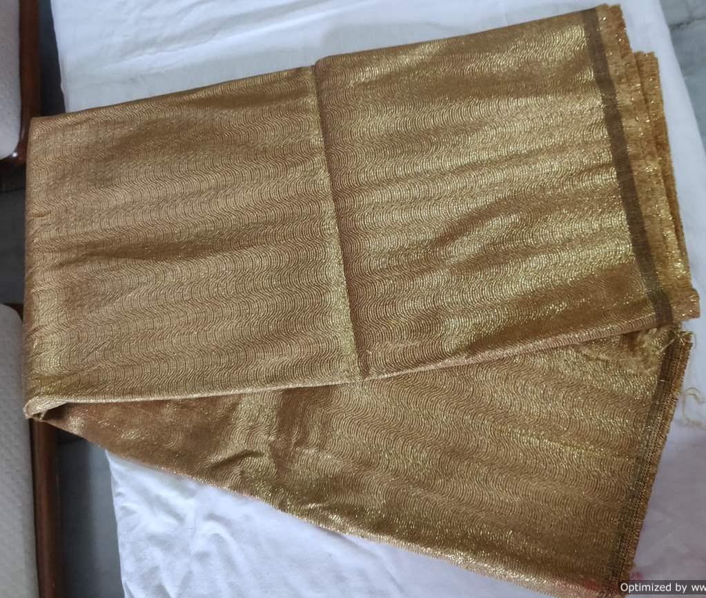 Golden Self Weaven Brocade Fabric Precut 1 Meter FAB116 - Ethnic's By Anvi Creations