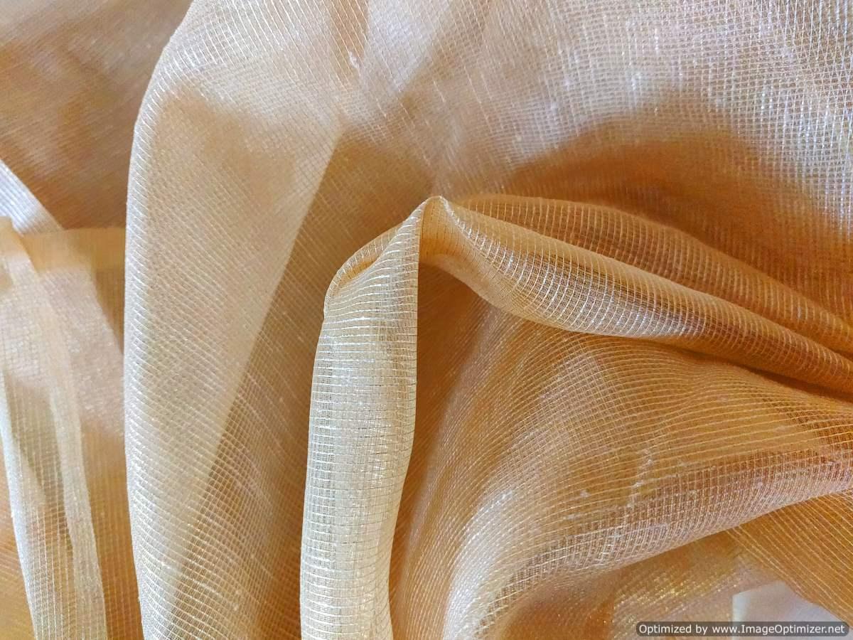 Golden Tissue Check For Dupatta Fabric Precut 2.5 Meter FAB137 - Ethnic's By Anvi Creations