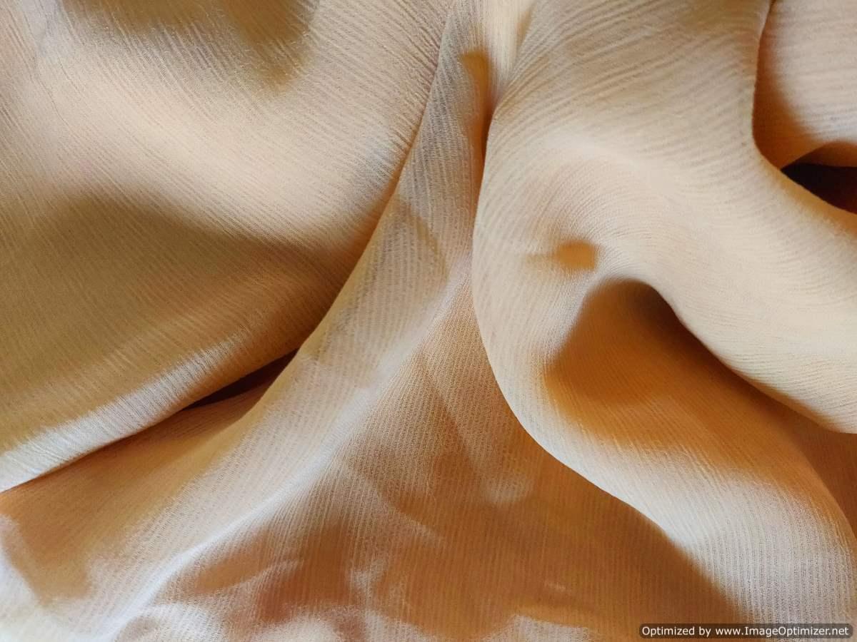 Plain Solid Beige Chiffon Fabric Pre Cut 5.5 Meters FAB150 - Ethnic's By Anvi Creations