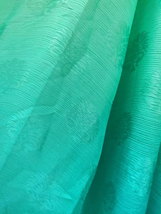 Daesigner Turquoise Shaded Jequard Chiffon Fabric Pre Cut 6 Meters FAB164 - Ethnic's By Anvi Creations