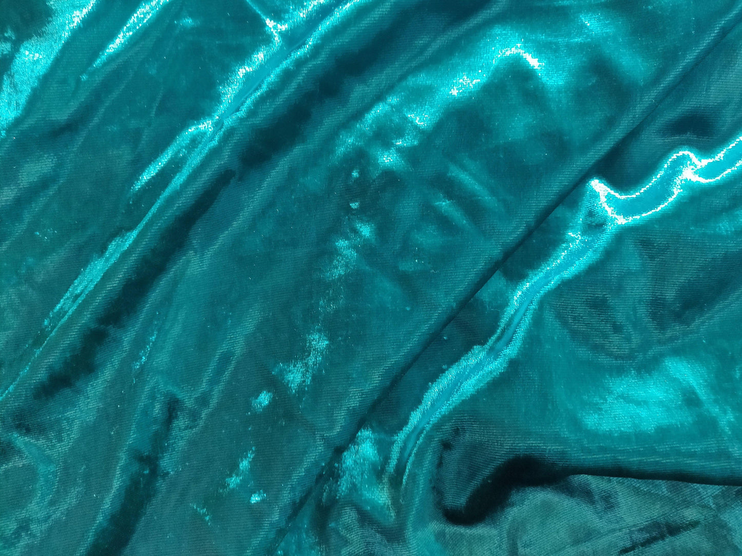 Turquoise Solid Micro Velvet Fabric FAB258 - Ethnic's By Anvi Creations