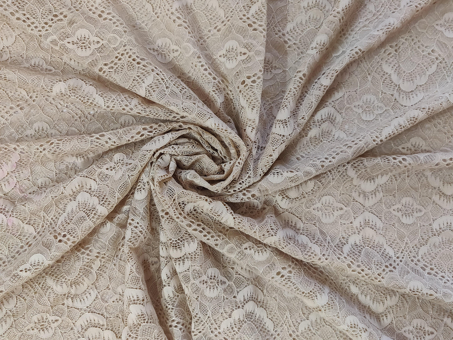 Beige Crochet Net Fabric Pre Cut 1 Meter FAB90-Anvi Creations-Fabric