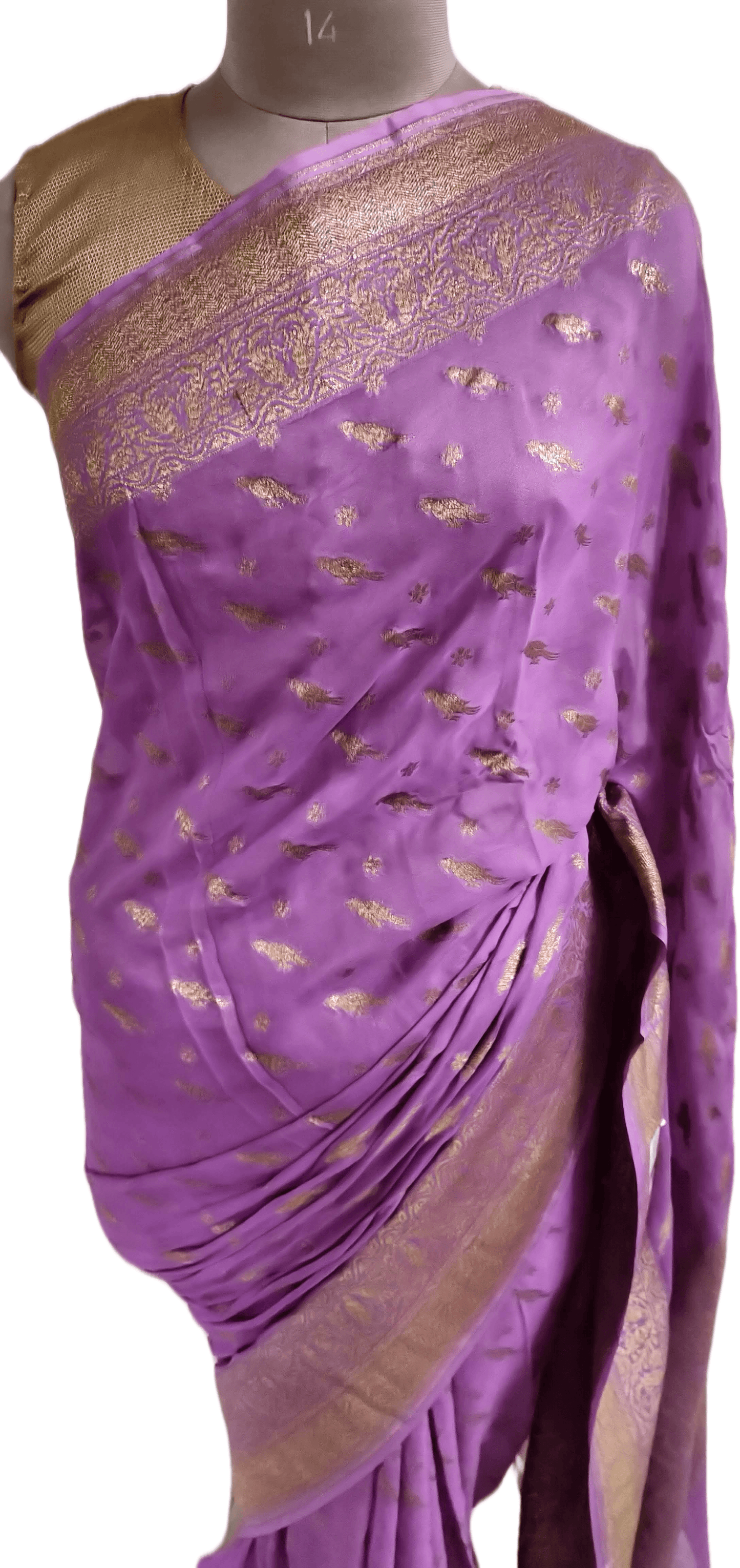 Mauve Pure Khaddi Georgette Banarasi Saree FAPS06 - Ethnic's By Anvi Creations