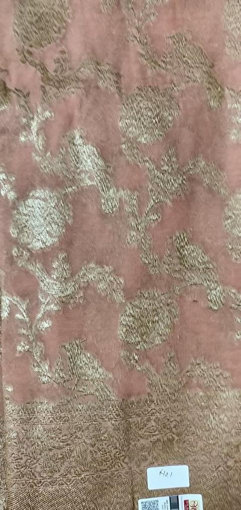 Light Peachy Brown Pure Khaddi Georgette Banarasi Saree FAPS07 - Ethnic's By Anvi Creations