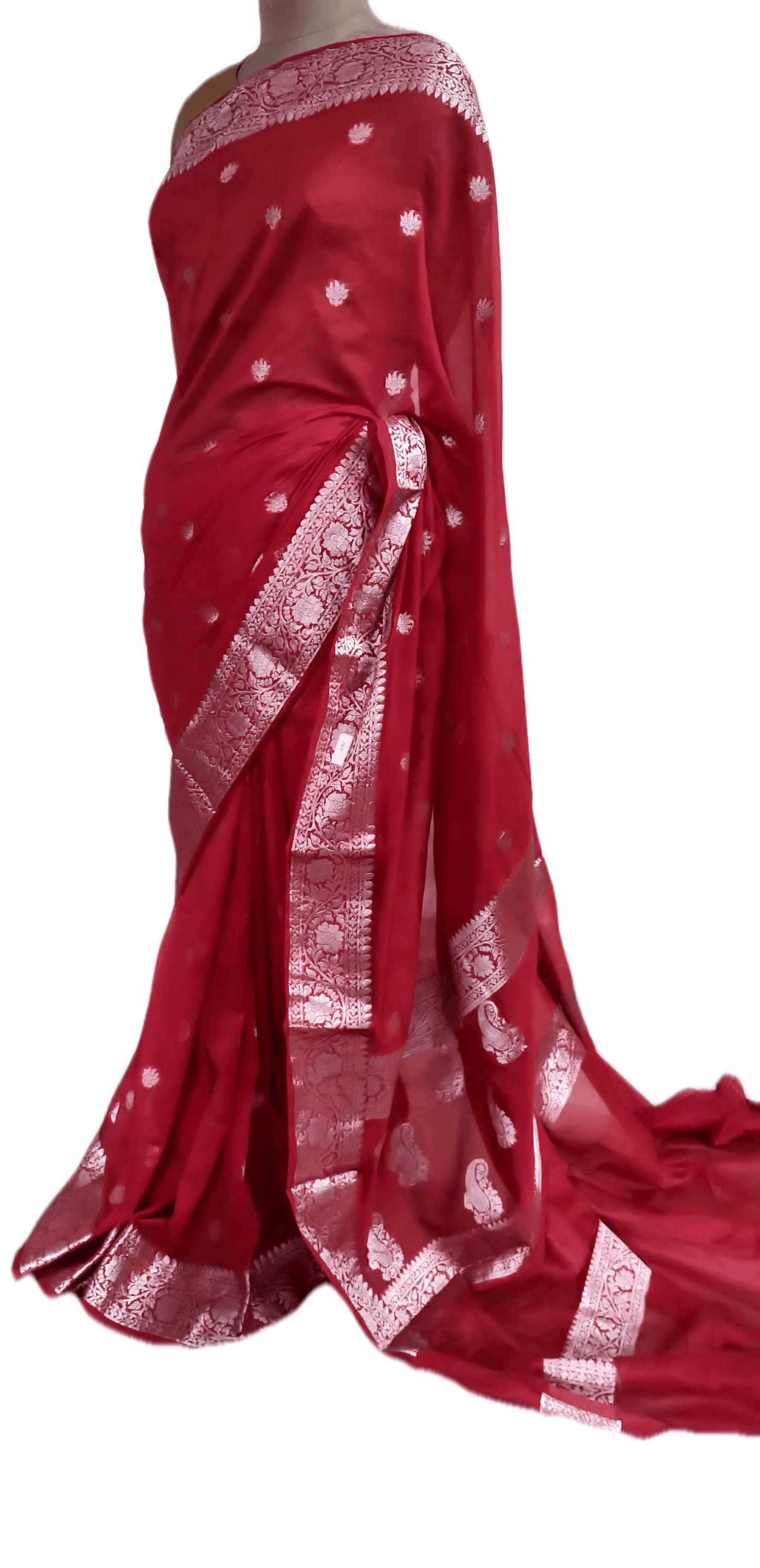 Red Semi Silk Weaven Banarasi Saree FASS01 - Ethnic's By Anvi Creations