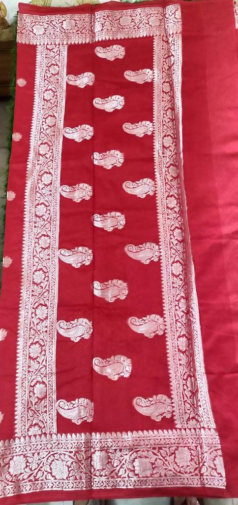 Red Semi Silk Weaven Banarasi Saree FASS01 - Ethnic's By Anvi Creations