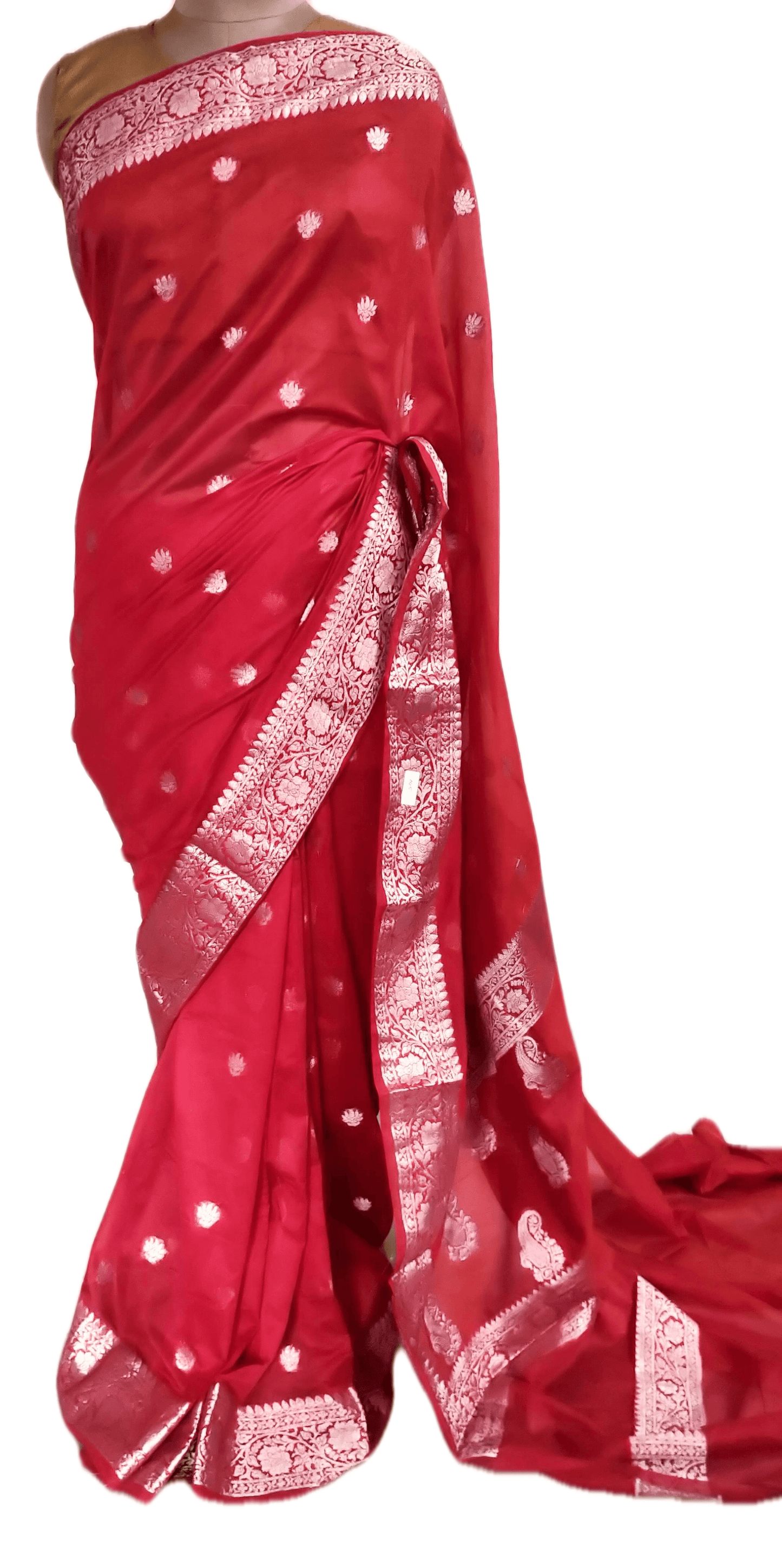 Red Semi Silk Weaven Banarasi Saree FASS01 - Ethnic's By Anvi Creations
