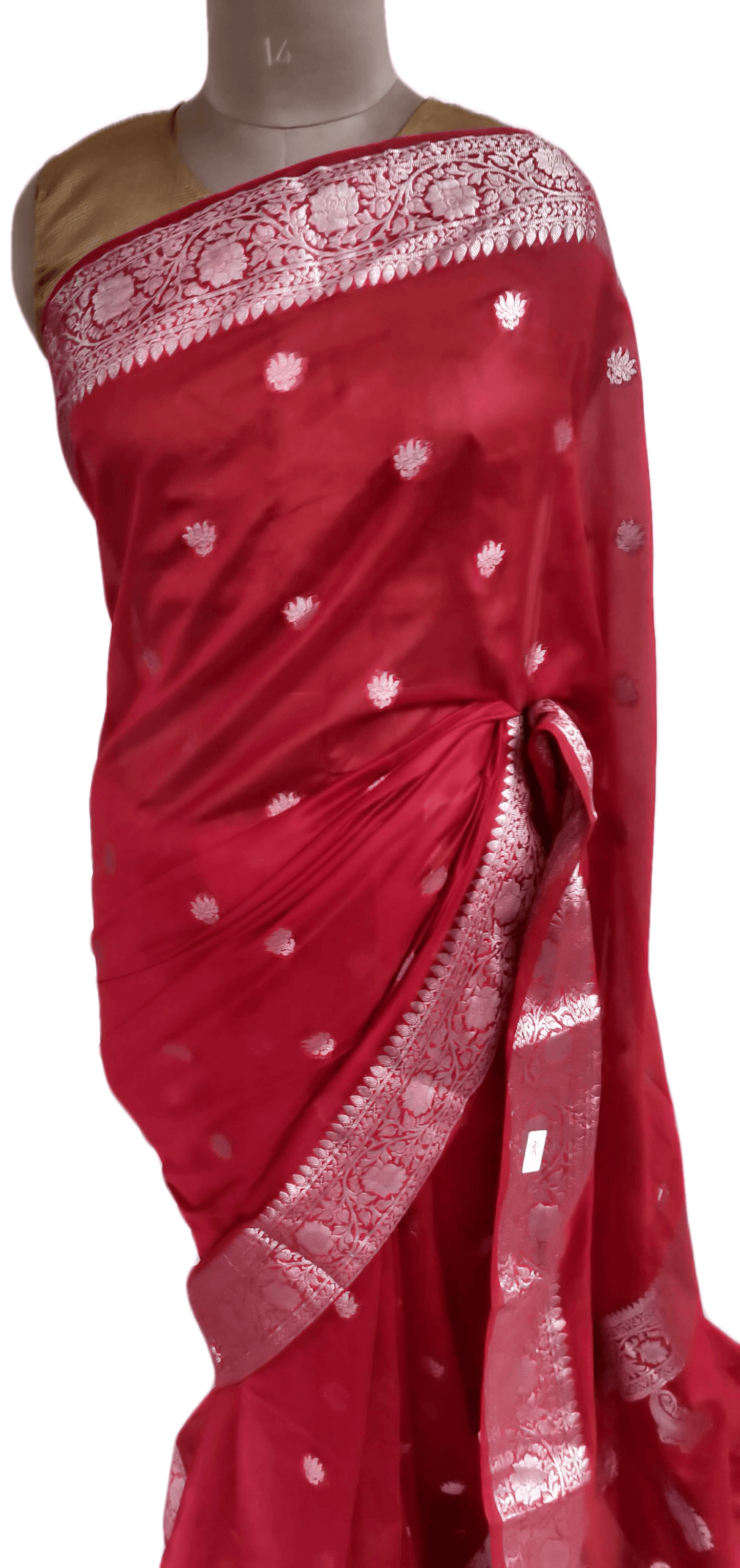 Red Semi Silk Weaven Banarasi Saree FASS01 - Ethnic's By Anvi Creations