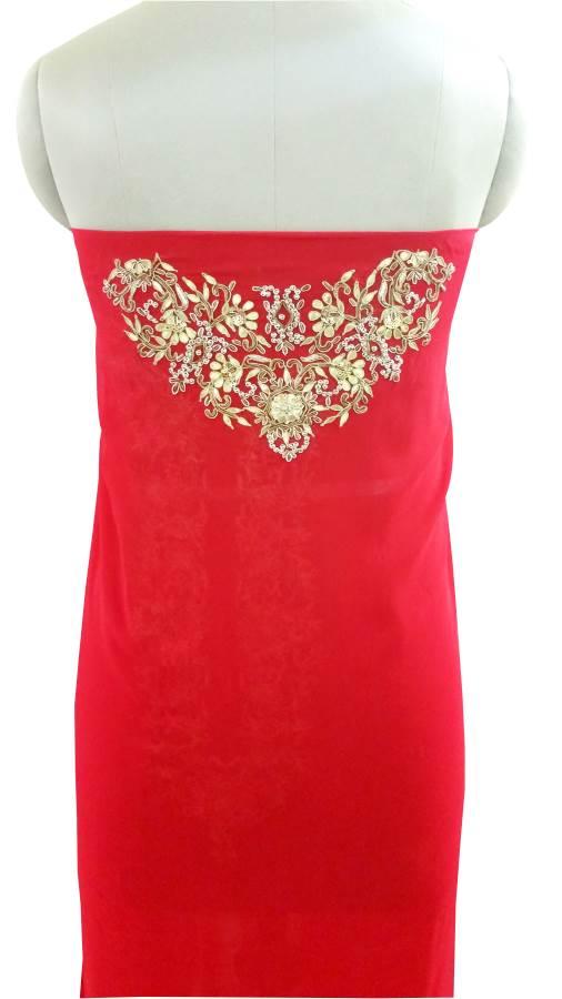 Jaipuri Gotta Patti Work Red Georgette Kurti Kurta Fabric GP55-Anvi Creations-Jaipuri Kurti Fabric