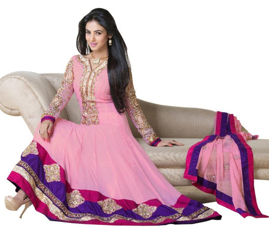 Light Pink Georgette Long Anarkali Dress Material SC5002-Anvi Creations-Salwar Kameez