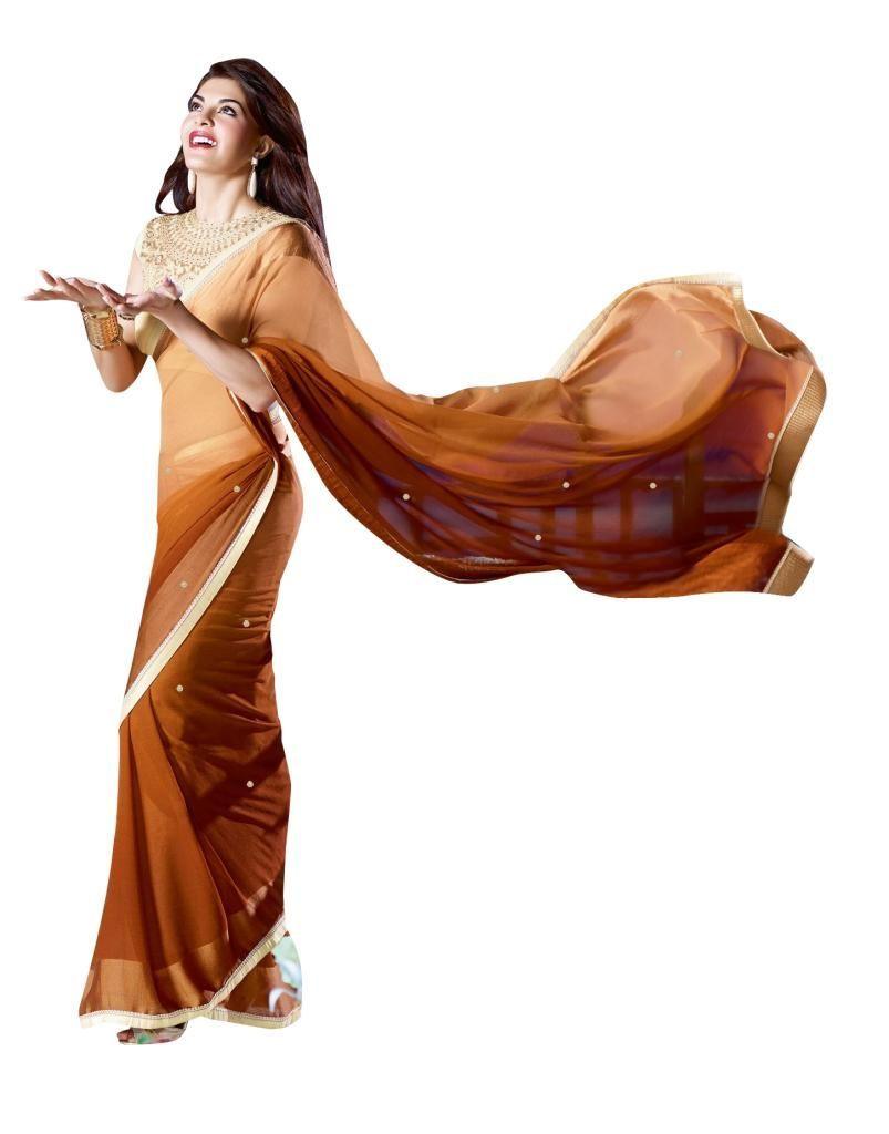 Shaded Brown Chiffon Lacer Saree SC10314-Anvi Creations-Designer Saree