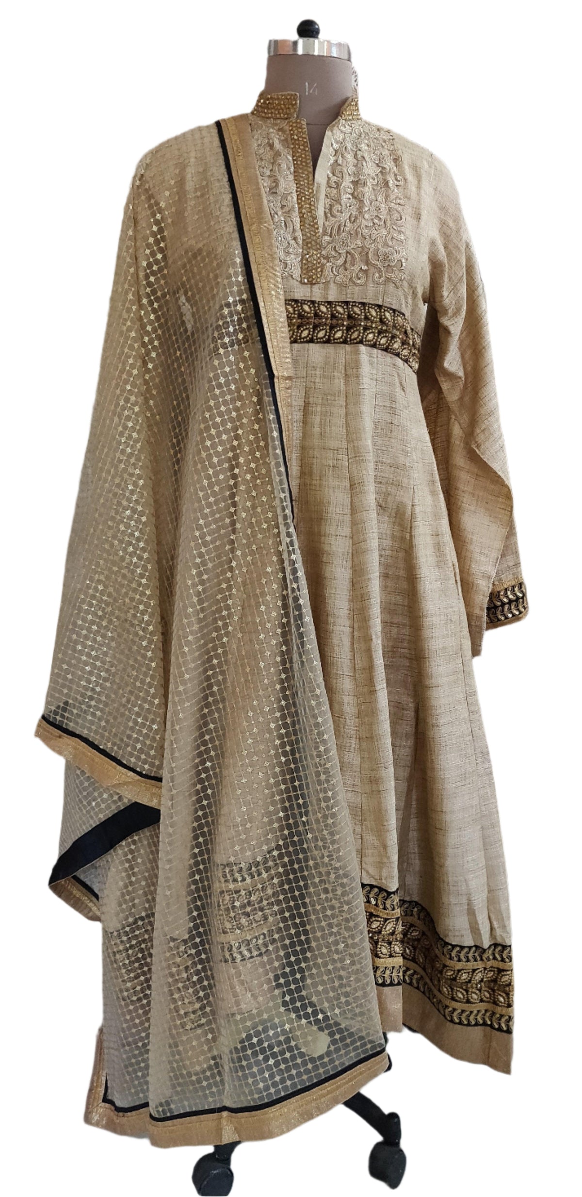 Designer Semi Stitched Beige Fusion Style Dress Material NAK11036-Anvi Creations-Salwar Kameez