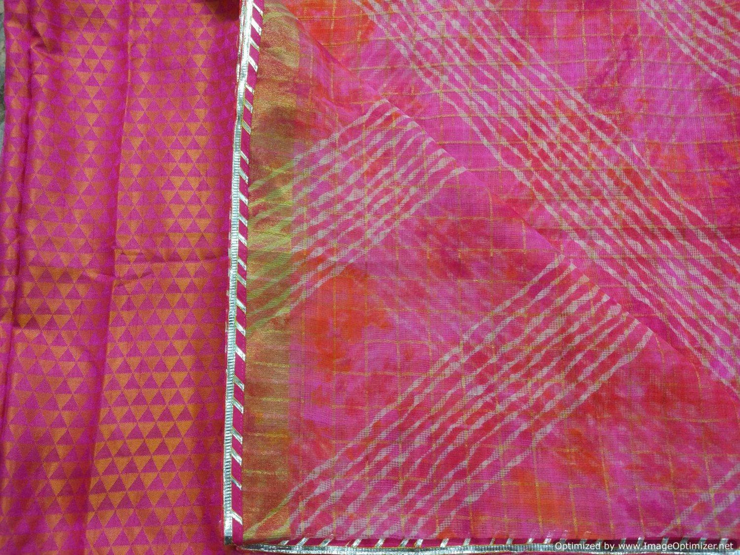 Designer Pink Zari Weaven Kota Shibori Saree KCS117-Ethnic's By Anvi Creations-Handloom Saree