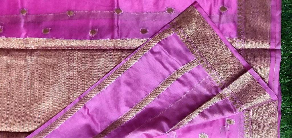 Purplish Pink Weaven Kora Banarasi Saree FAKB02 - Ethnic's By Anvi Creations