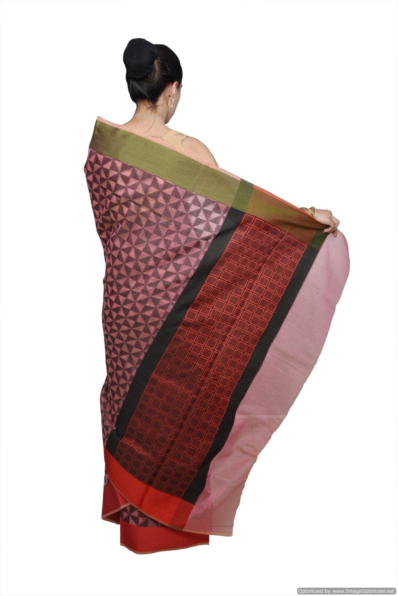Designer Pink Printed Weaven Palla Kota Cotton Saree KCS113-Ethnic's By Anvi Creations-Handloom Saree