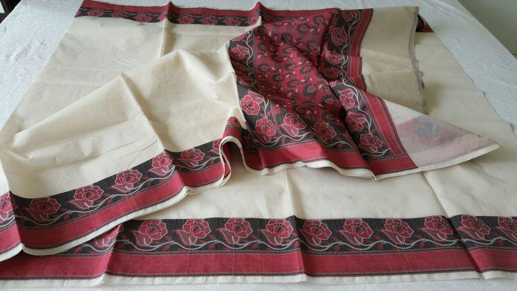 Designer Off White Kota Cotton Saree with Weaven Border KCS115-Ethnic's By Anvi Creations-Handloom Saree